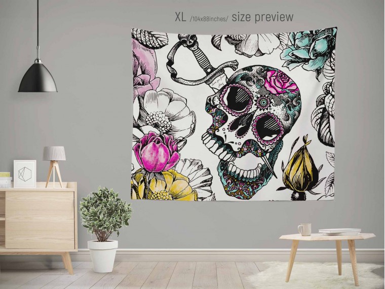 Декоративно пано Sugar skull floral